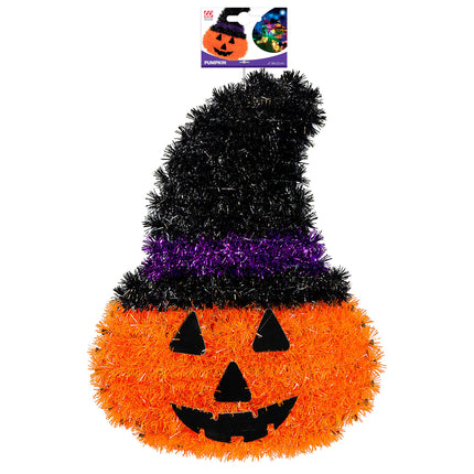 Halloween Wanddekoration Kürbis mit Hut 39cm