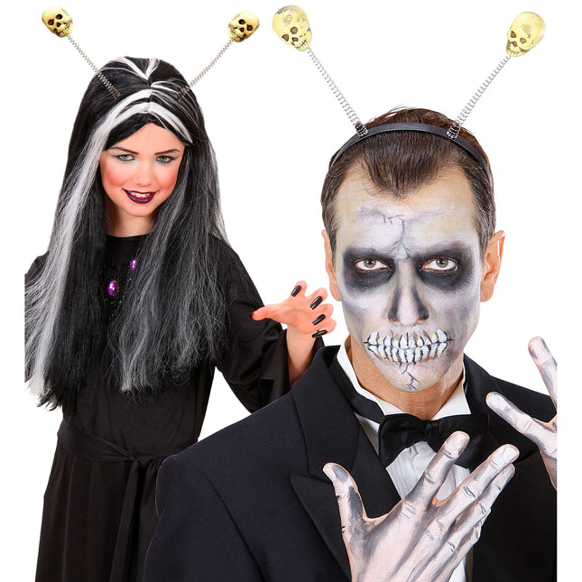 Halloween Haarband Weiße Totenköpfe