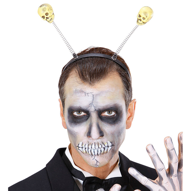 Halloween Haarband Weiße Totenköpfe