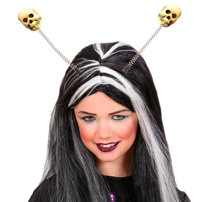 Halloween Haarband Weiße Totenköpfe