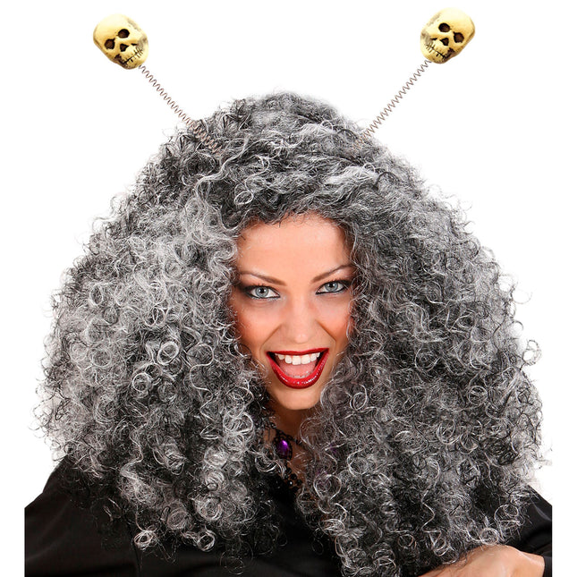Halloween Haarband Weiße Totenköpfe