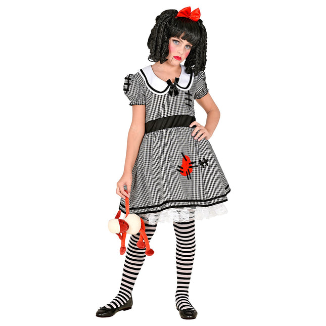 Halloween Kostüm Weißes Schwarzes Mädchen Puppe