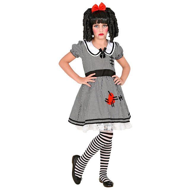 Halloween Kostüm Weißes Schwarzes Mädchen Puppe