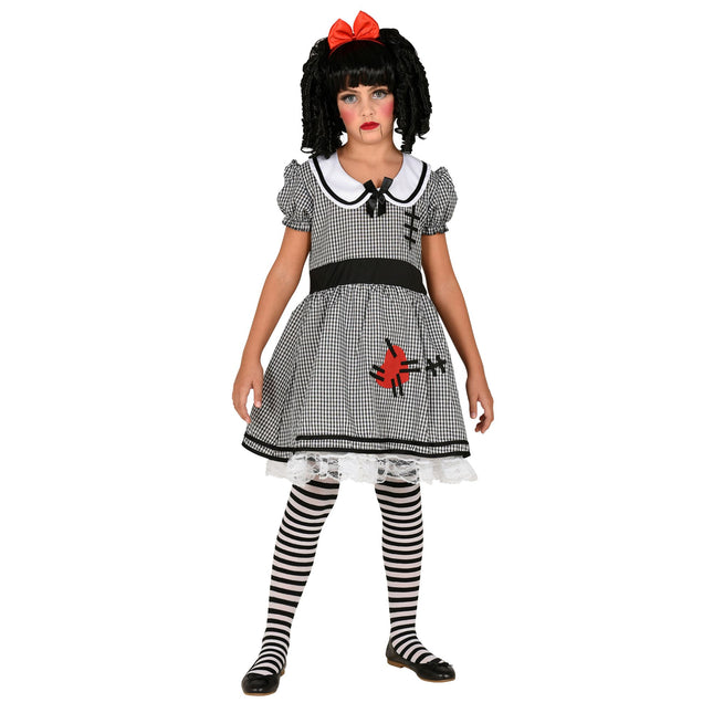 Halloween Kostüm Weißes Schwarzes Mädchen Puppe