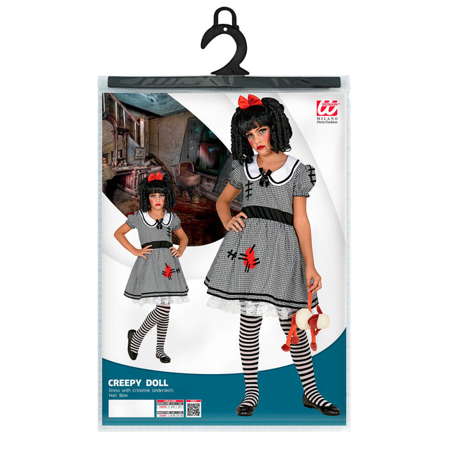 Halloween Kostüm Weißes Schwarzes Mädchen Puppe