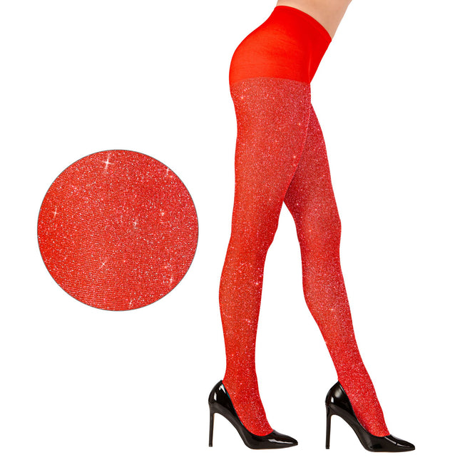 Rote Strumpfhose mit Glitzer