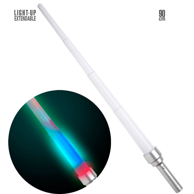 Weißes Fake-Schwert mit Licht 90cm