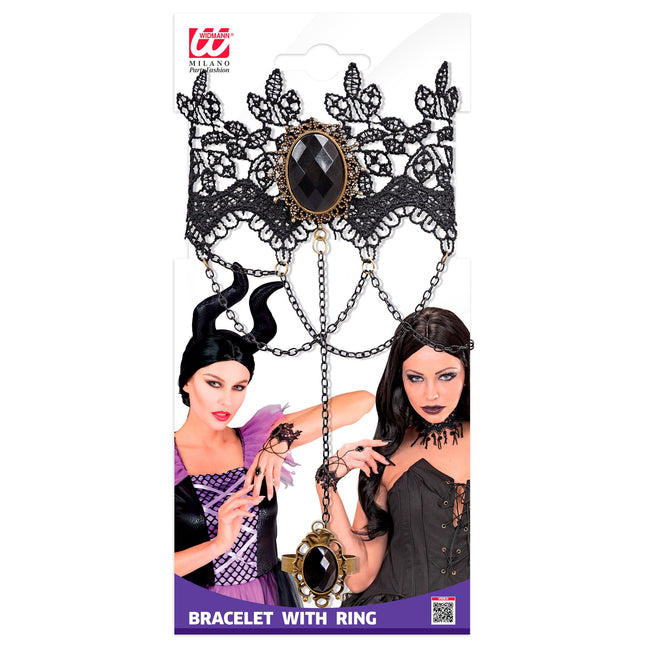 Halloween Armband Schwarzer Stein Spitze