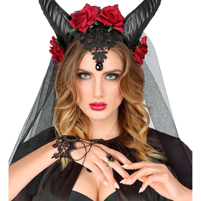 Halloween Armband Schwarzer Stein Spitze