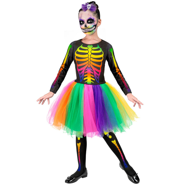 Halloween Kleid Buntes Skelett