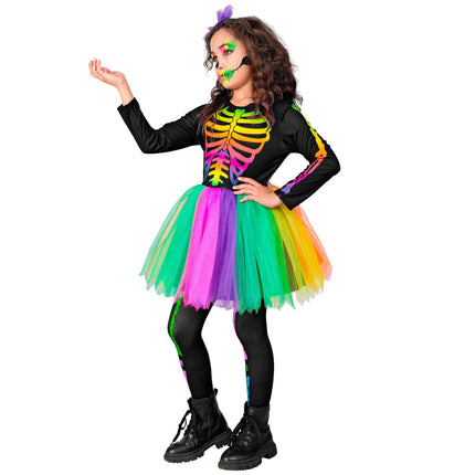Halloween Kleid Buntes Skelett