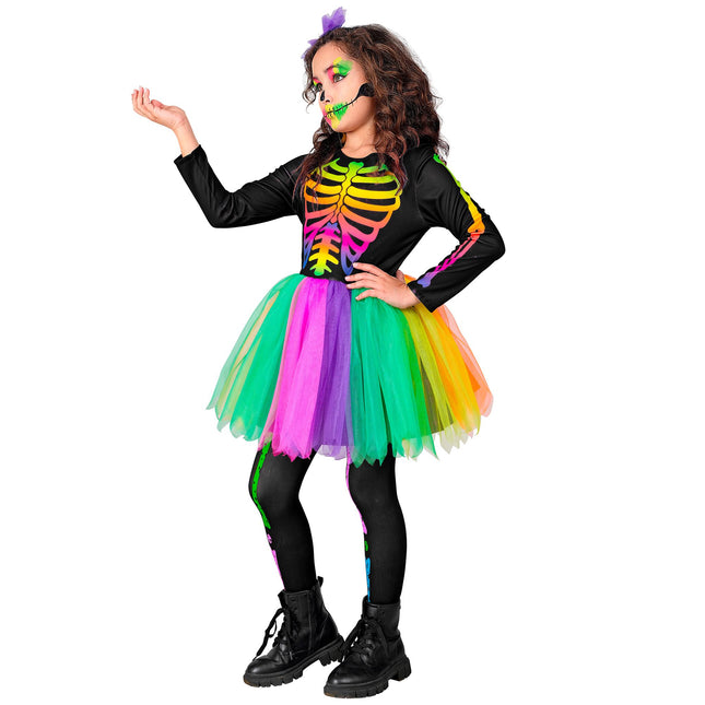 Halloween Kleid Buntes Skelett