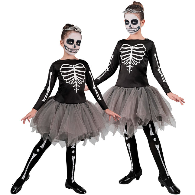 Halloween Kleid Mädchen Ballerina Skelett