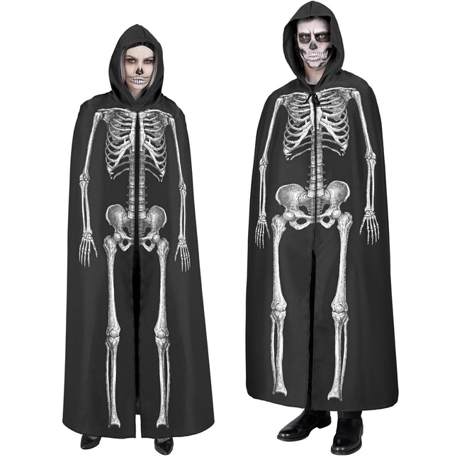 Halloween Cape Weiß Schwarz Skelett 1.5m