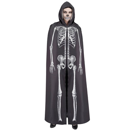 Halloween Cape Weiß Schwarz Skelett 1.5m