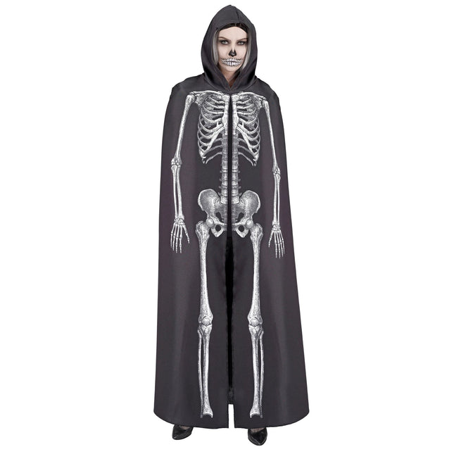 Halloween Cape Weiß Schwarz Skelett 1.5m