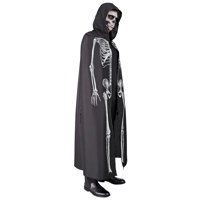 Halloween Cape Weiß Schwarz Skelett 1.5m