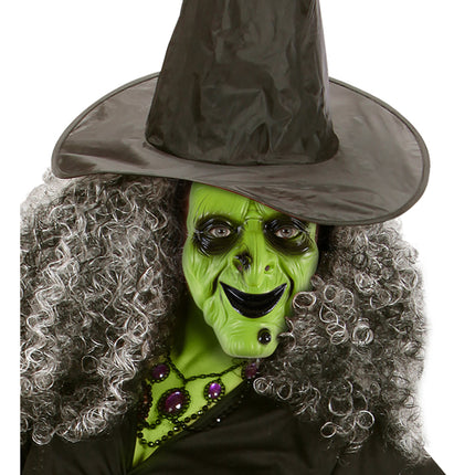 Halloween Maske Neon Grün Hexe