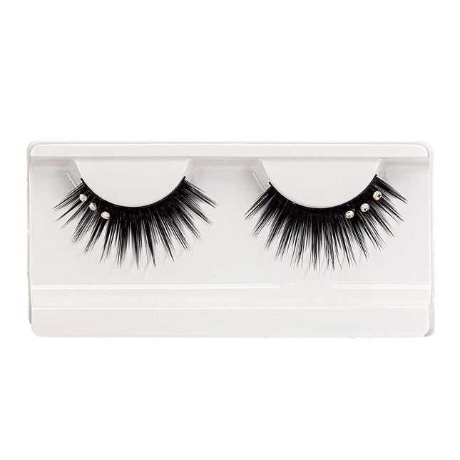 Schwarze Fake Lashes mit Steinen