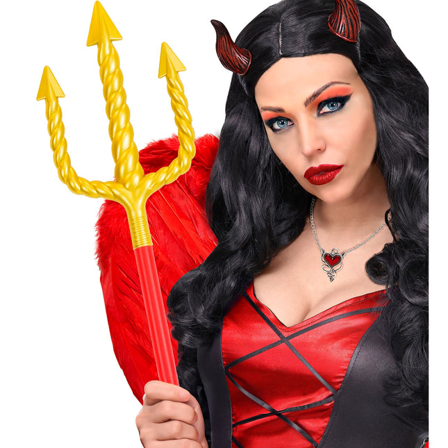 Halloween Dreizack Rot Gold 1,38m