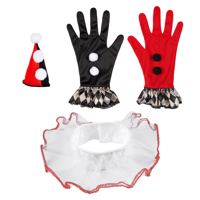 Halloween Accessoire Set Schwarz Rot Harlekin