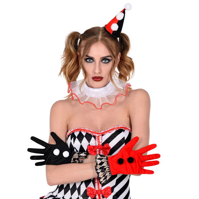 Halloween Accessoire Set Schwarz Rot Harlekin
