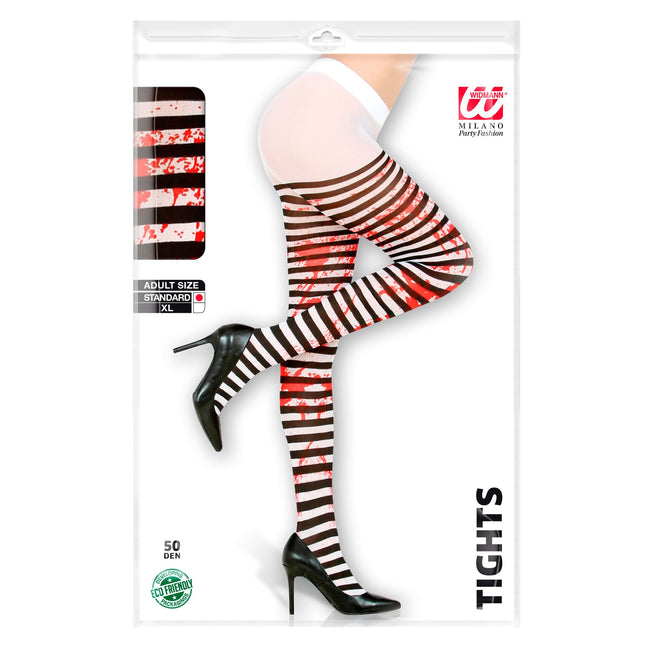 Halloween Strumpfhose Weiß Schwarz Blut