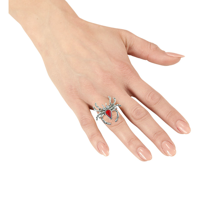Halloween Ring Spinne mit Edelstein