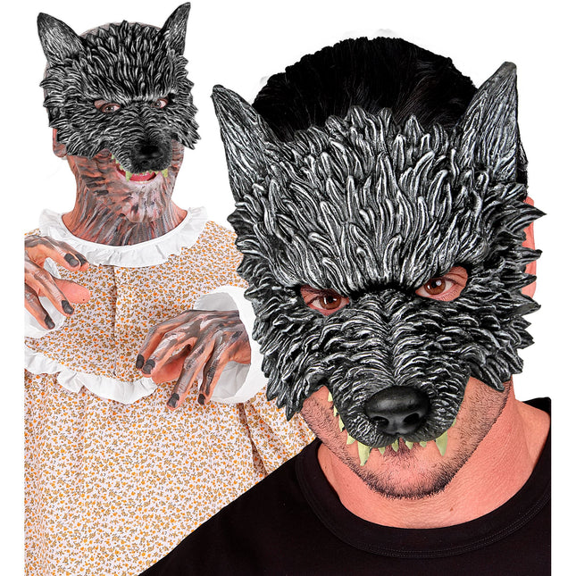 Halloween Maske Grauer Wolf
