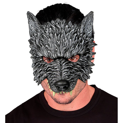 Halloween Maske Grauer Wolf