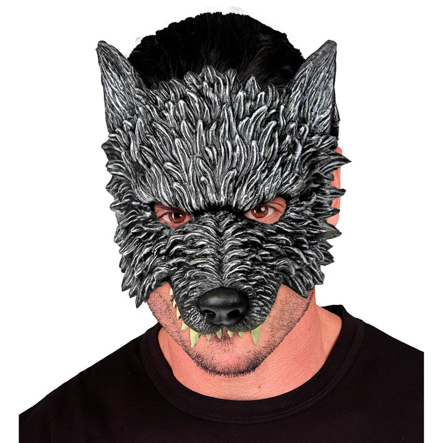 Halloween Maske Grauer Wolf
