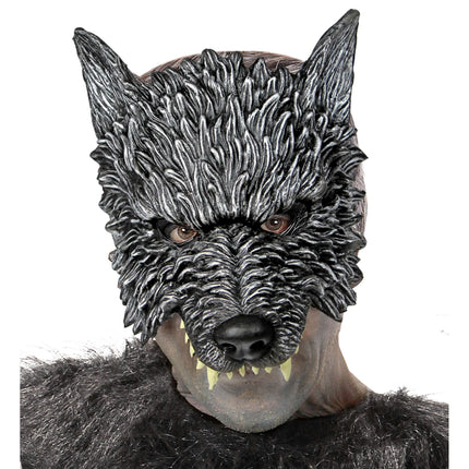 Halloween Maske Grauer Wolf