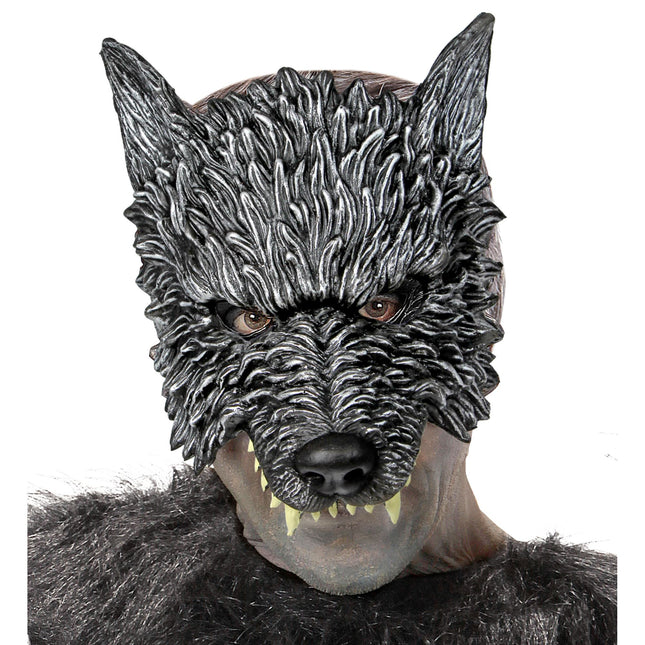 Halloween Maske Grauer Wolf