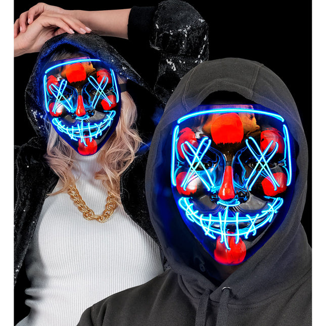 Halloween Maske Blau mit Licht