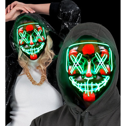 Halloween Maske Grün mit Licht