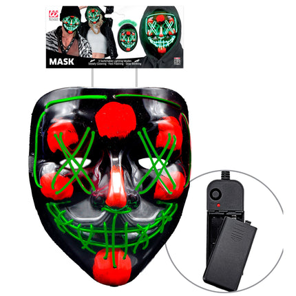 Halloween Maske Grün mit Licht