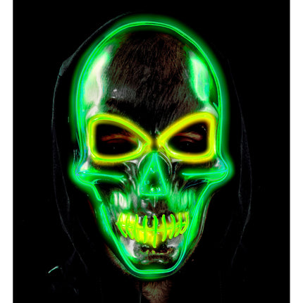 Halloween Maske Silberner Totenkopf mit Licht