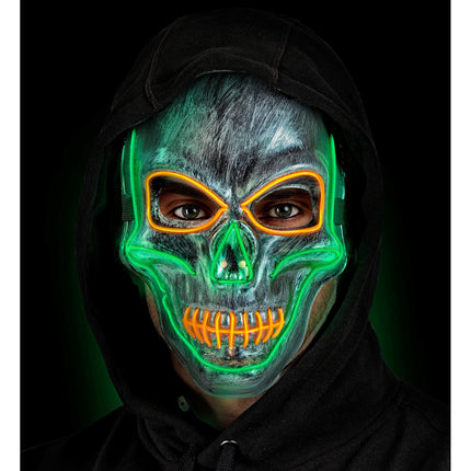 Halloween Maske Silberner Totenkopf mit Licht