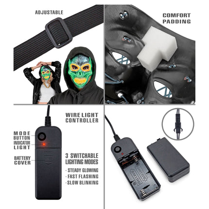 Halloween Maske Silberner Totenkopf mit Licht