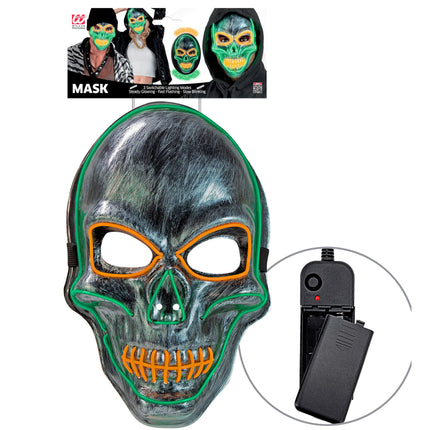 Halloween Maske Silberner Totenkopf mit Licht