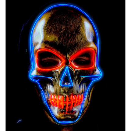 Halloween Maske Farbiger Totenkopf mit Licht