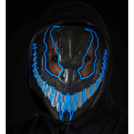Halloween Maske Blaues Monster mit Licht