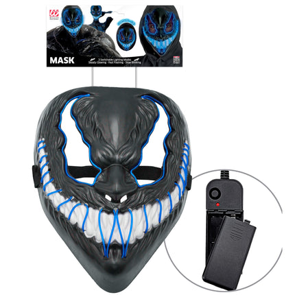 Halloween Maske Blaues Monster mit Licht