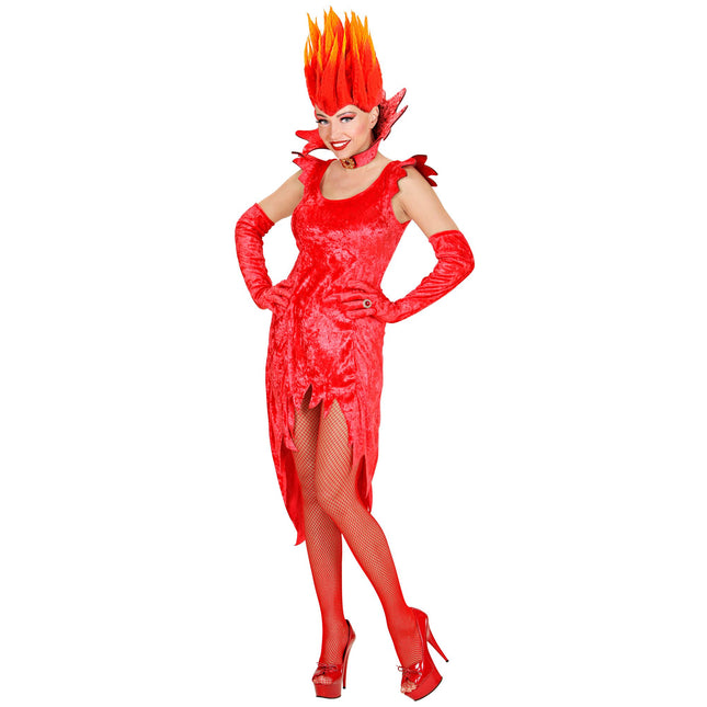 Halloween Kleid Rot Damen Samt Teufel
