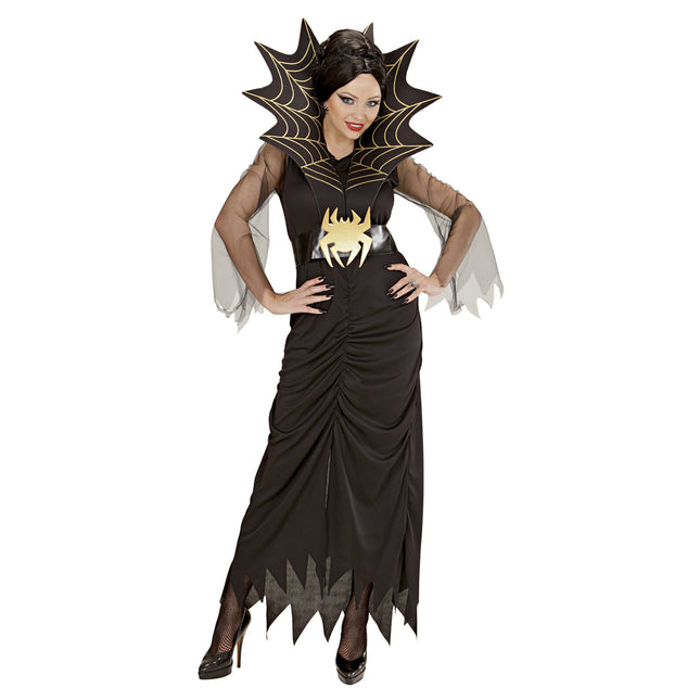 Halloween Kleid Schwarz Damen Spinne Dame