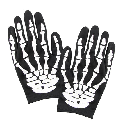 Halloween Handschuhe Weiß Schwarz Skelett