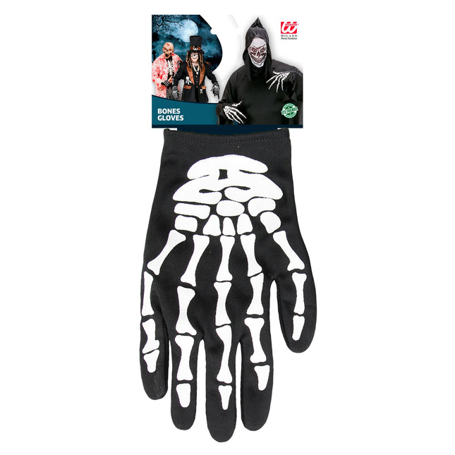 Halloween Handschuhe Weiß Schwarz Skelett