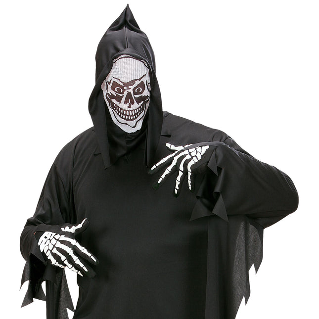 Halloween Handschuhe Weiß Schwarz Skelett