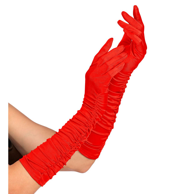 Rote Handschuhe Satin 44cm