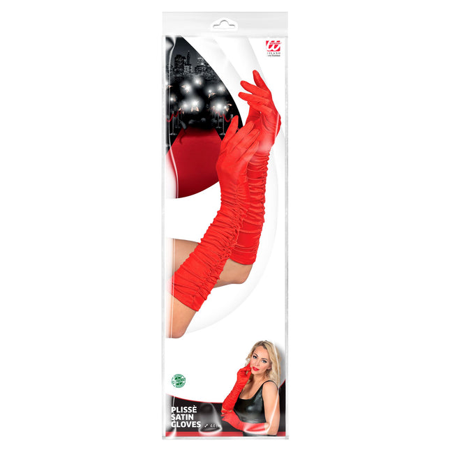 Rote Handschuhe Satin 44cm